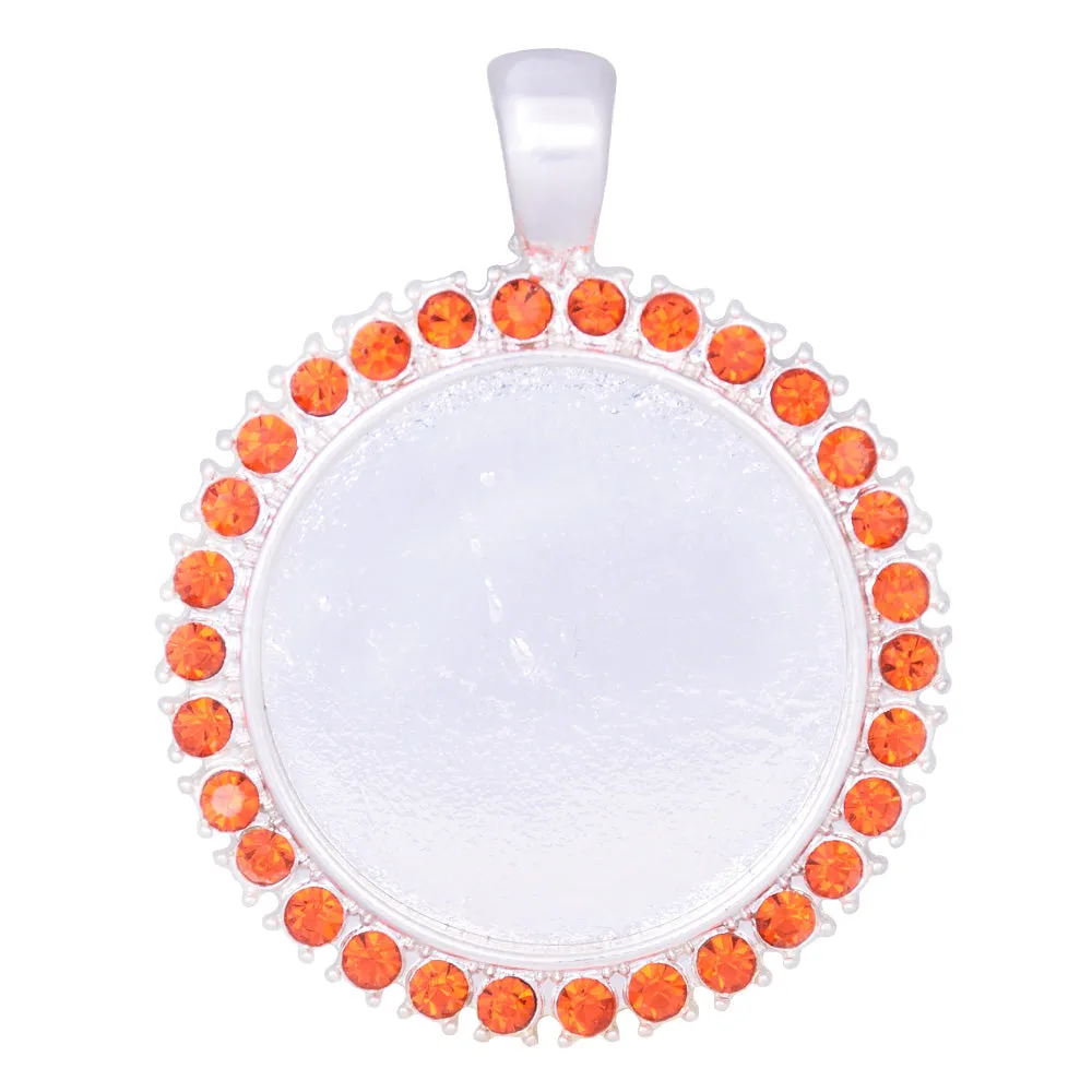 10 pieces 25mm 1 inch Silver Claw Pendant Tray with Single Row Birthstone Crystal,Easy for Necklaces, Birthstone Pendant  NOVEMBER