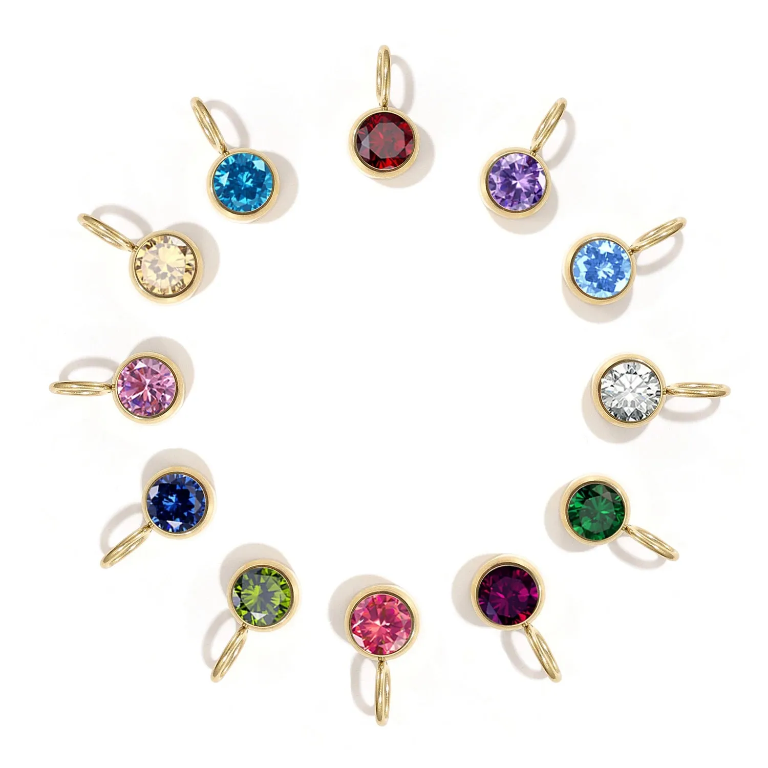 12-Color Birthstone Zirconia Charms