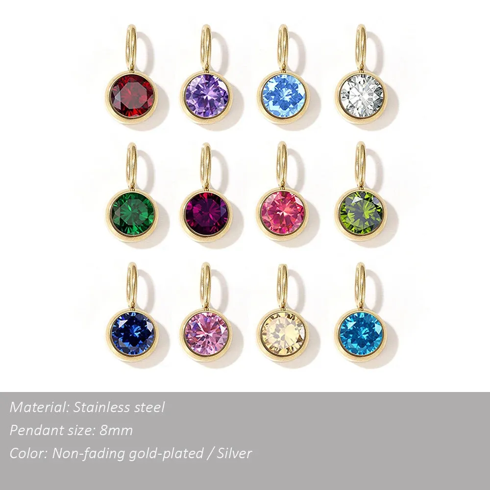 12-Color Birthstone Zirconia Charms