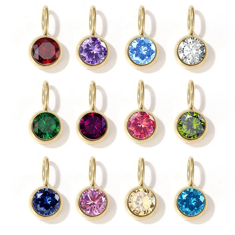 12-Color Birthstone Zirconia Charms