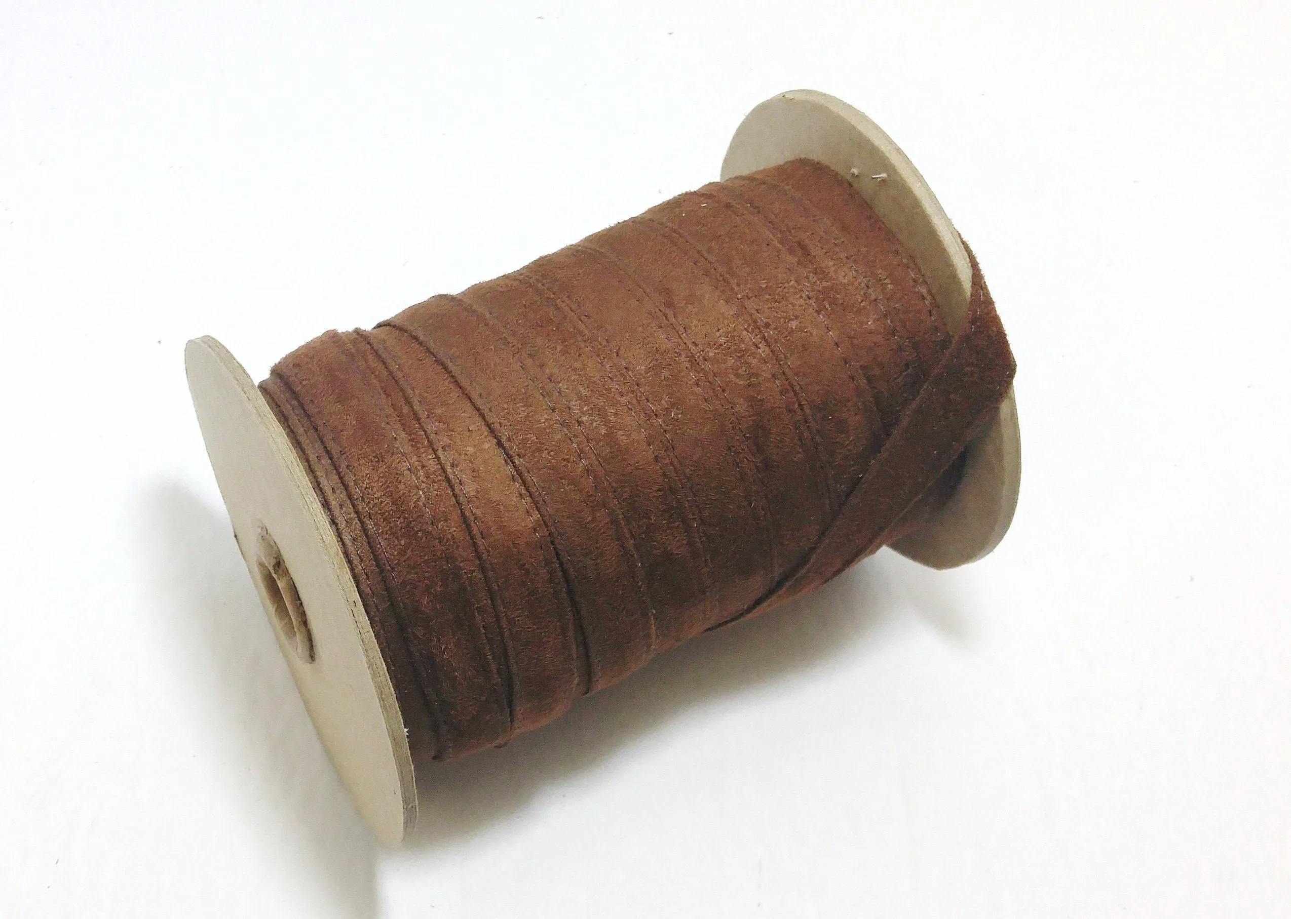 1/2" Quadruple Fold Stitched Medium Brown Faux Suede Stripping in (5 yards) belt straps; jacket cord; purse straps