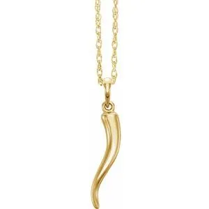 14K Yellow 25.75 x 5.3 mm Italian Horn 16-18" Necklace