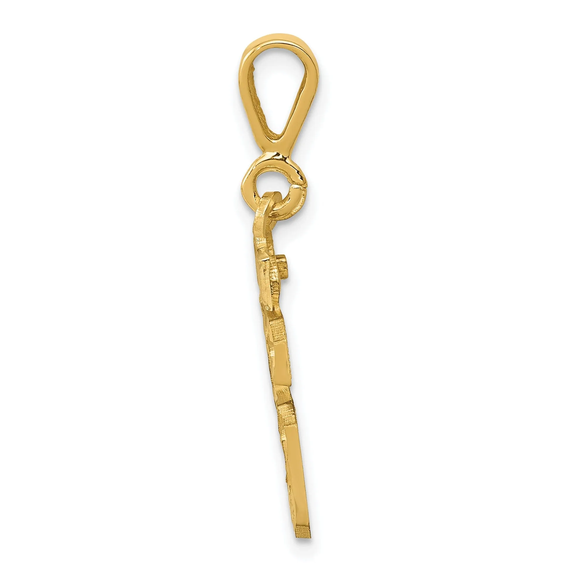 14k Yellow Gold Polished Diamond Cut Finish Small Size Number 16 Charm Pendant
