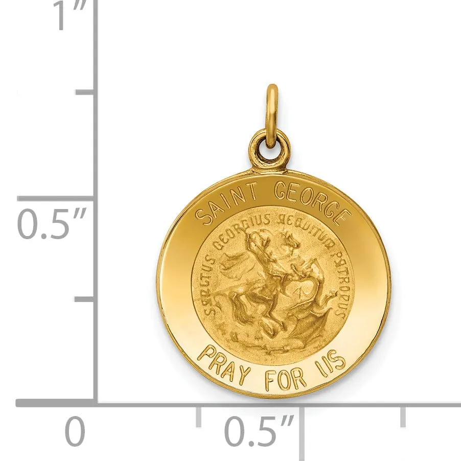 14k Yellow Gold Saint George Medal Pendant