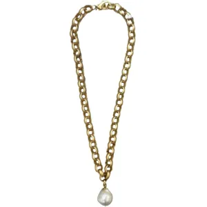 154-01-G | TURKISH GOLD CHOKER W/ EDISON PEARL DROP
