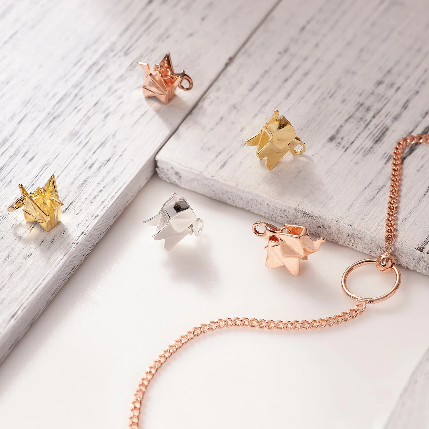 3D Origami Elephant Pendant Necklace