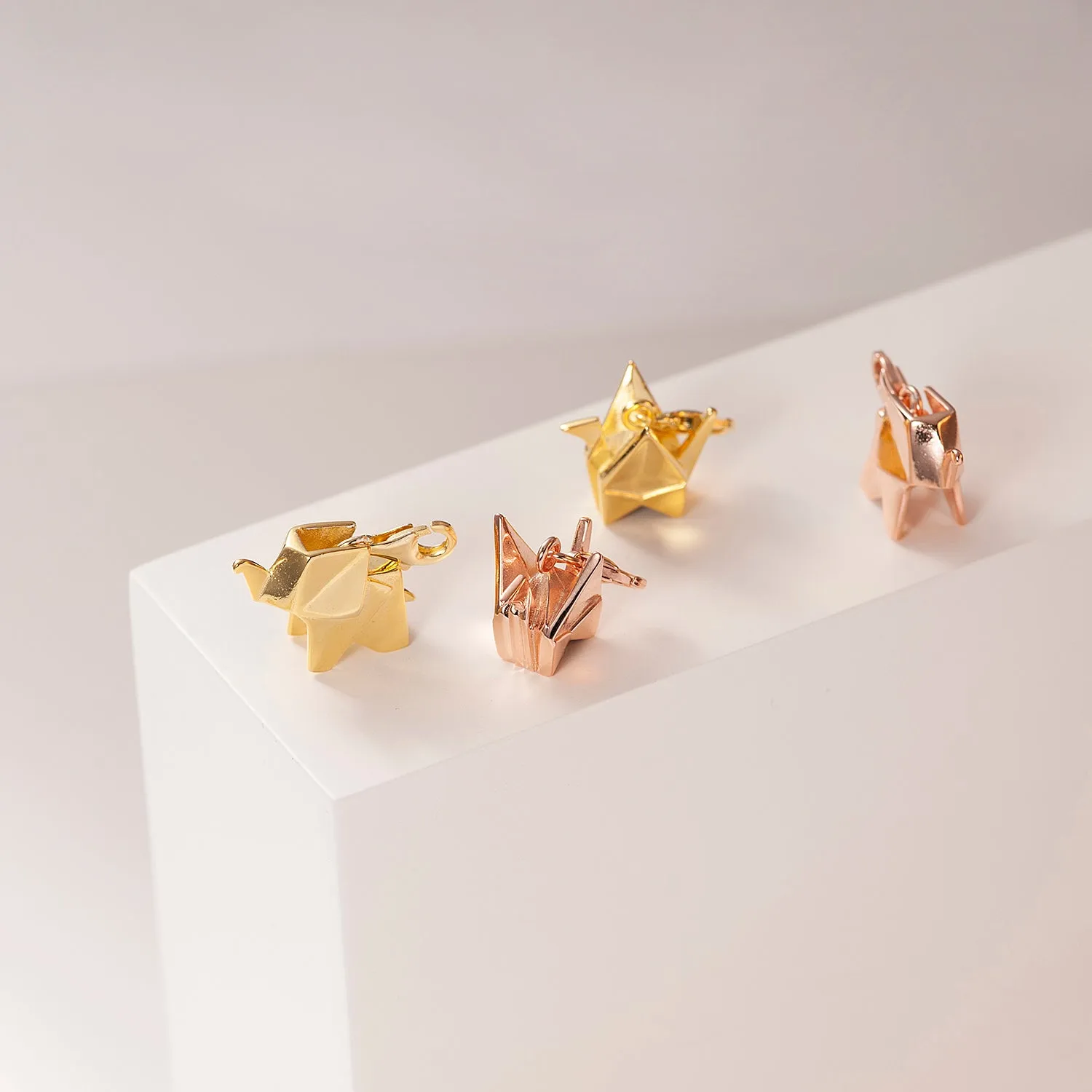 3D Origami Elephant Pendant Necklace
