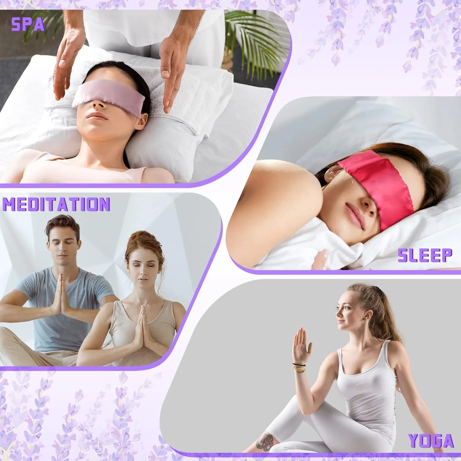 6 Pieces Satin Eye Pillow Case Washable Yoga Eye Pillow Cover Light Weight Removable Cover Yoga Massage Meditation Accessories, 9.8 X 4 Inches, Pillow Not Included