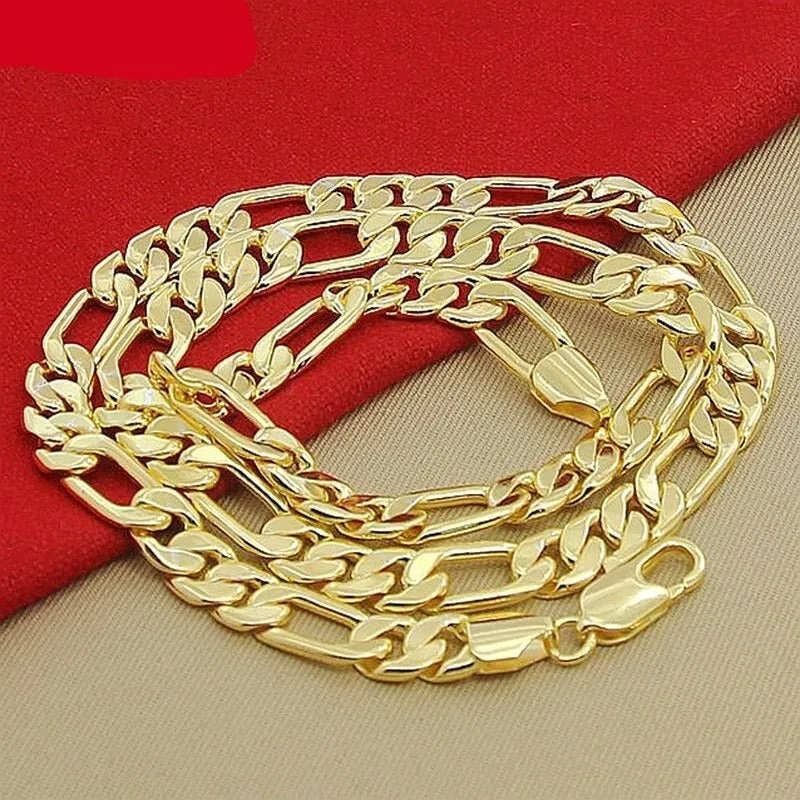 8mm Gold Chain Link Necklace For Women Engagement Jewelry