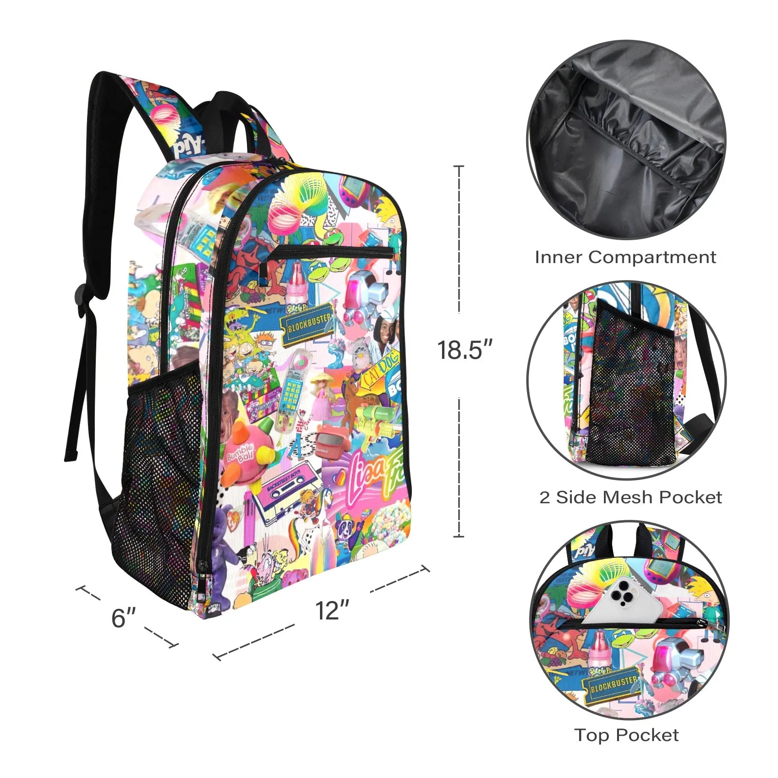 90s Nostalgia Collage Pink All Over Print Leisure Sports Backpack