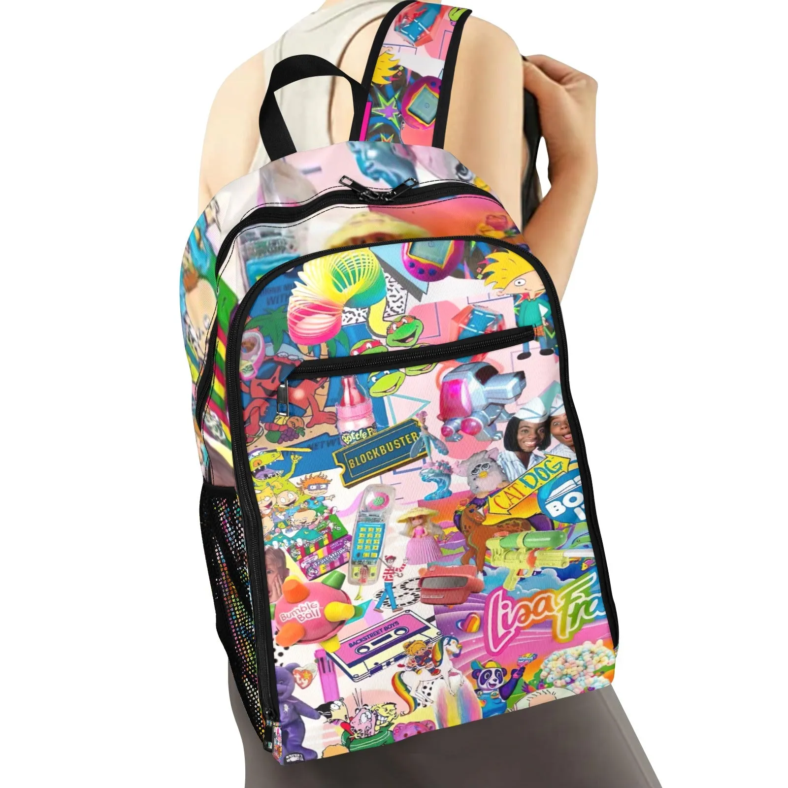 90s Nostalgia Collage Pink All Over Print Leisure Sports Backpack