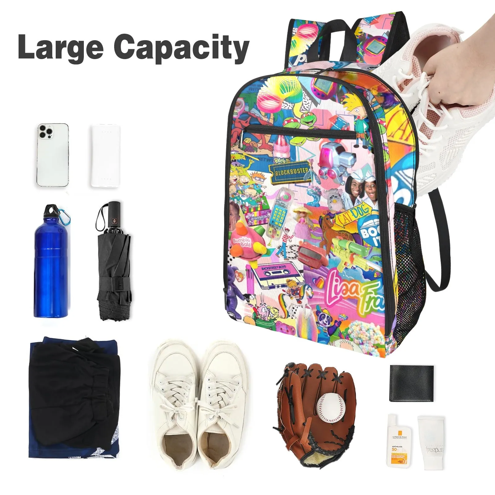 90s Nostalgia Collage Pink All Over Print Leisure Sports Backpack