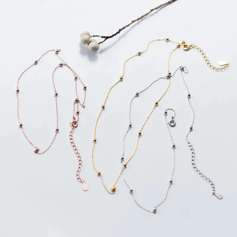 925 Silver Bead Choker Necklace