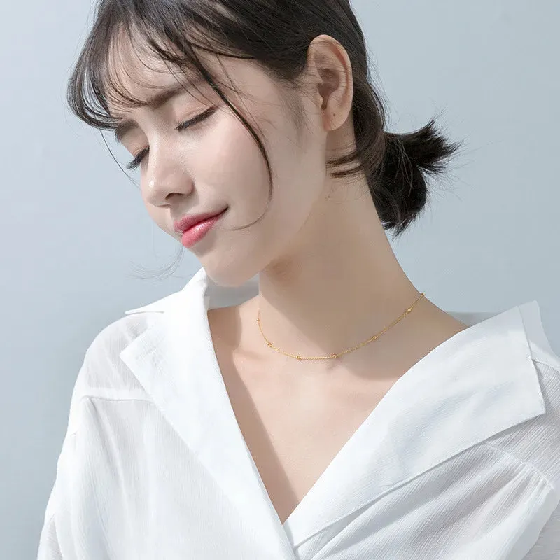 925 Silver Bead Choker Necklace
