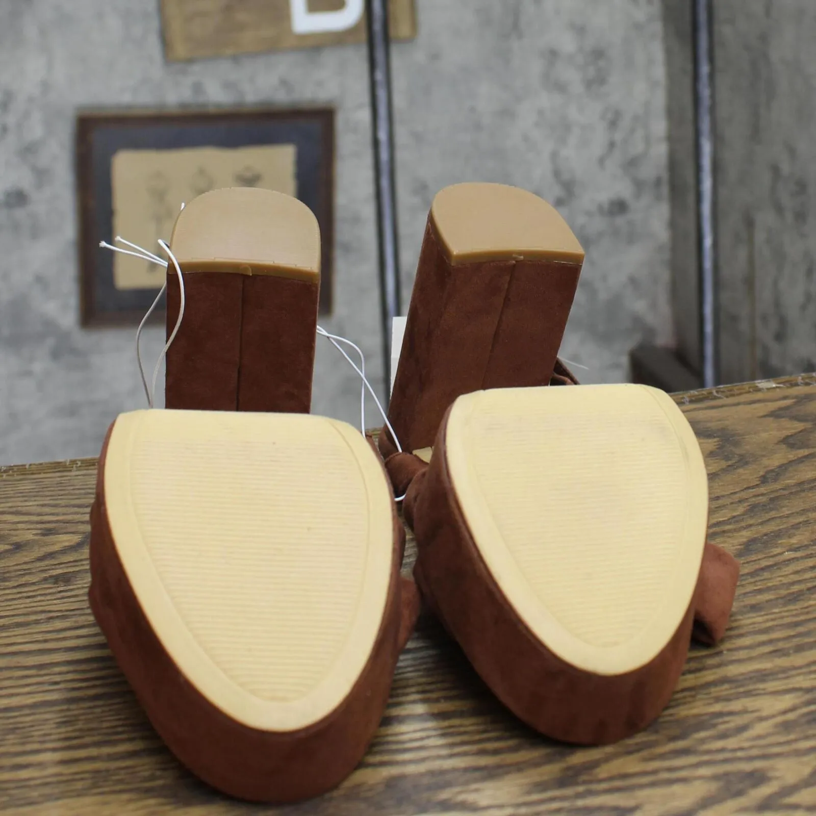 A New Day Womens Riah Platform Heels with Memory Foam Insole 88075195 Brown 9.5M