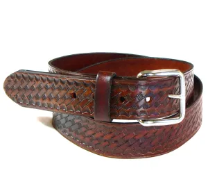 A108  1 1/2" Antique Finish Belt- Basket Weave
