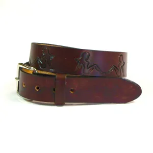 A286  1 1/2" Antique Finish Belt- Mud Flap Girls