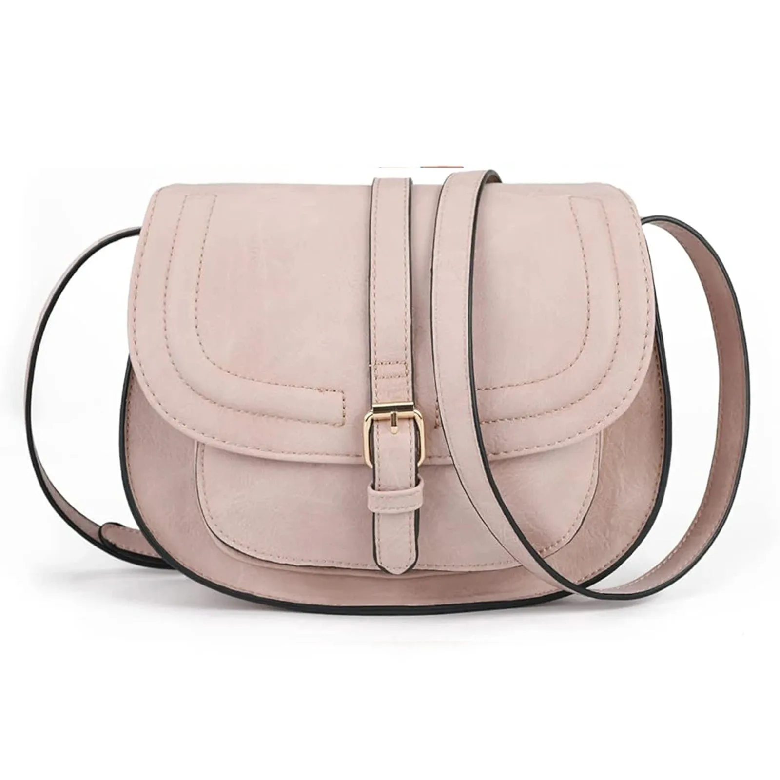 AFKOMST Crossbody Bag for Women Small Satchel and Shoulder Bag Vintage Saddle Handbags Vegan Leather CT20154E