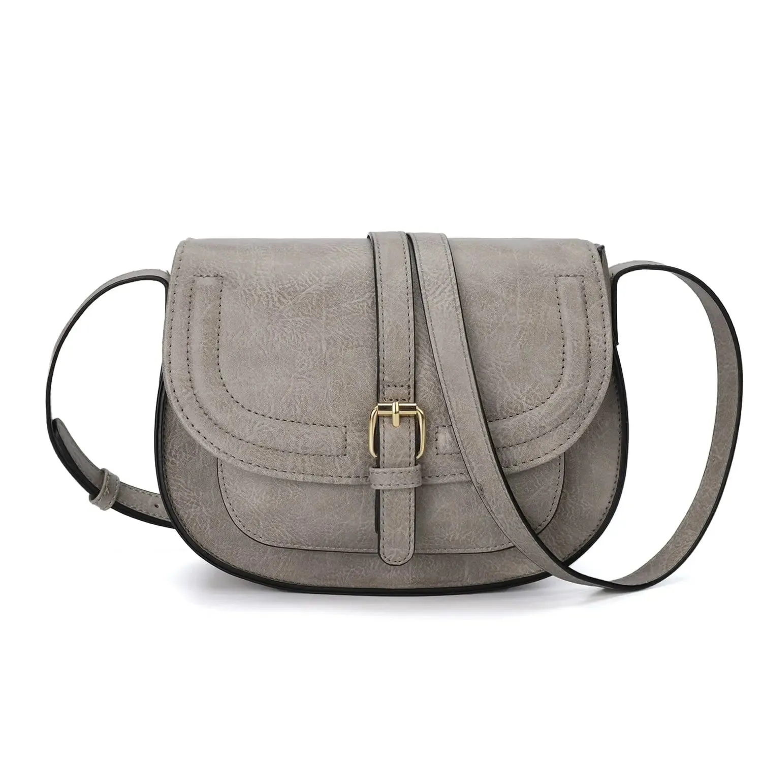 AFKOMST Crossbody Bag for Women Small Satchel and Shoulder Bag Vintage Saddle Handbags Vegan Leather CT20154E