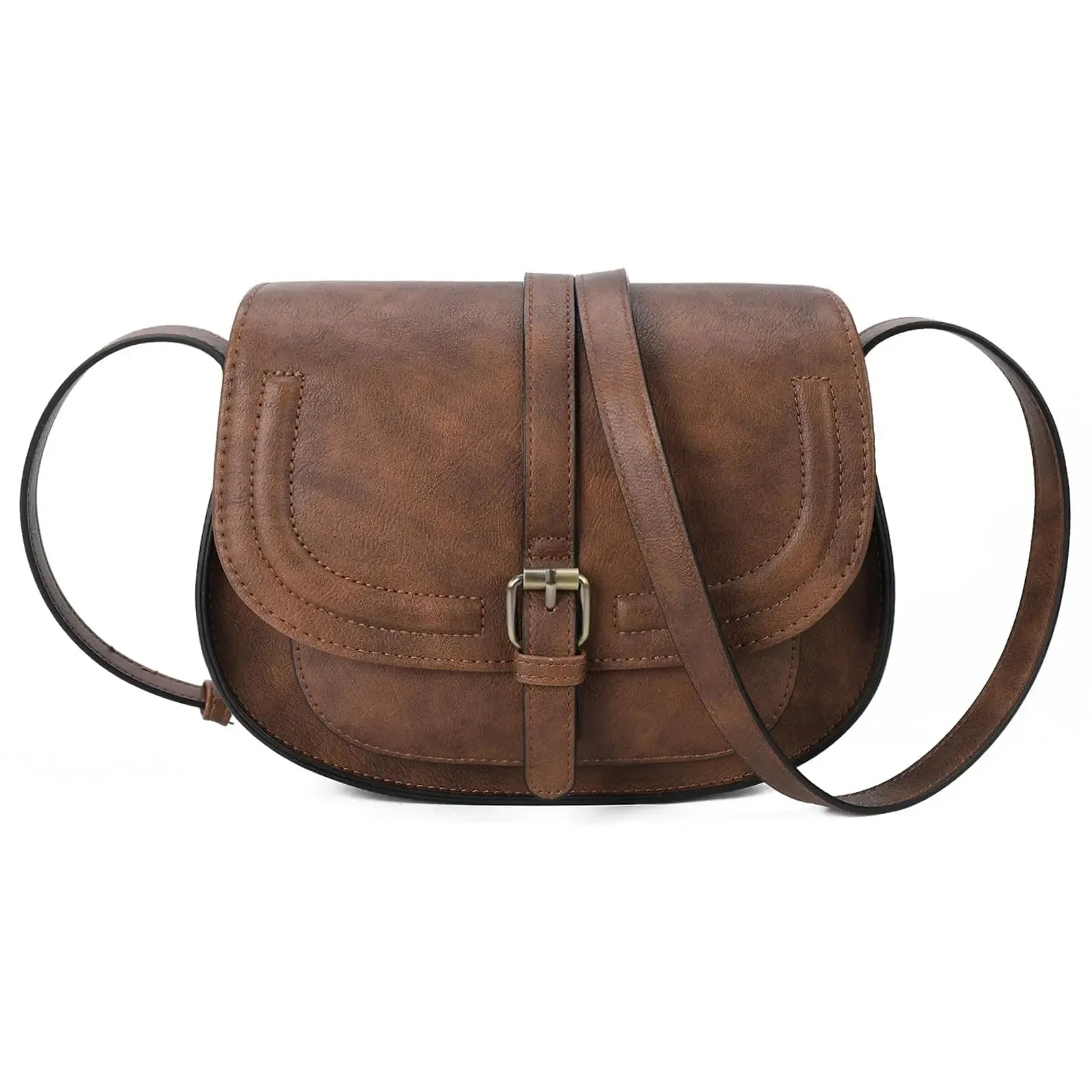 AFKOMST Crossbody Bag for Women Small Satchel and Shoulder Bag Vintage Saddle Handbags Vegan Leather CT20154E