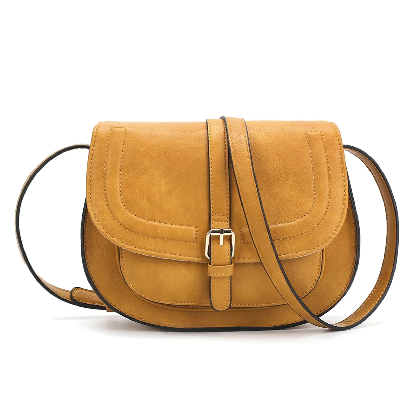 AFKOMST Crossbody Bag for Women Small Satchel and Shoulder Bag Vintage Saddle Handbags Vegan Leather CT20154E