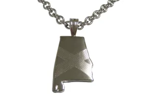 Alabama State Map Shape and Flag Design Pendant Necklace