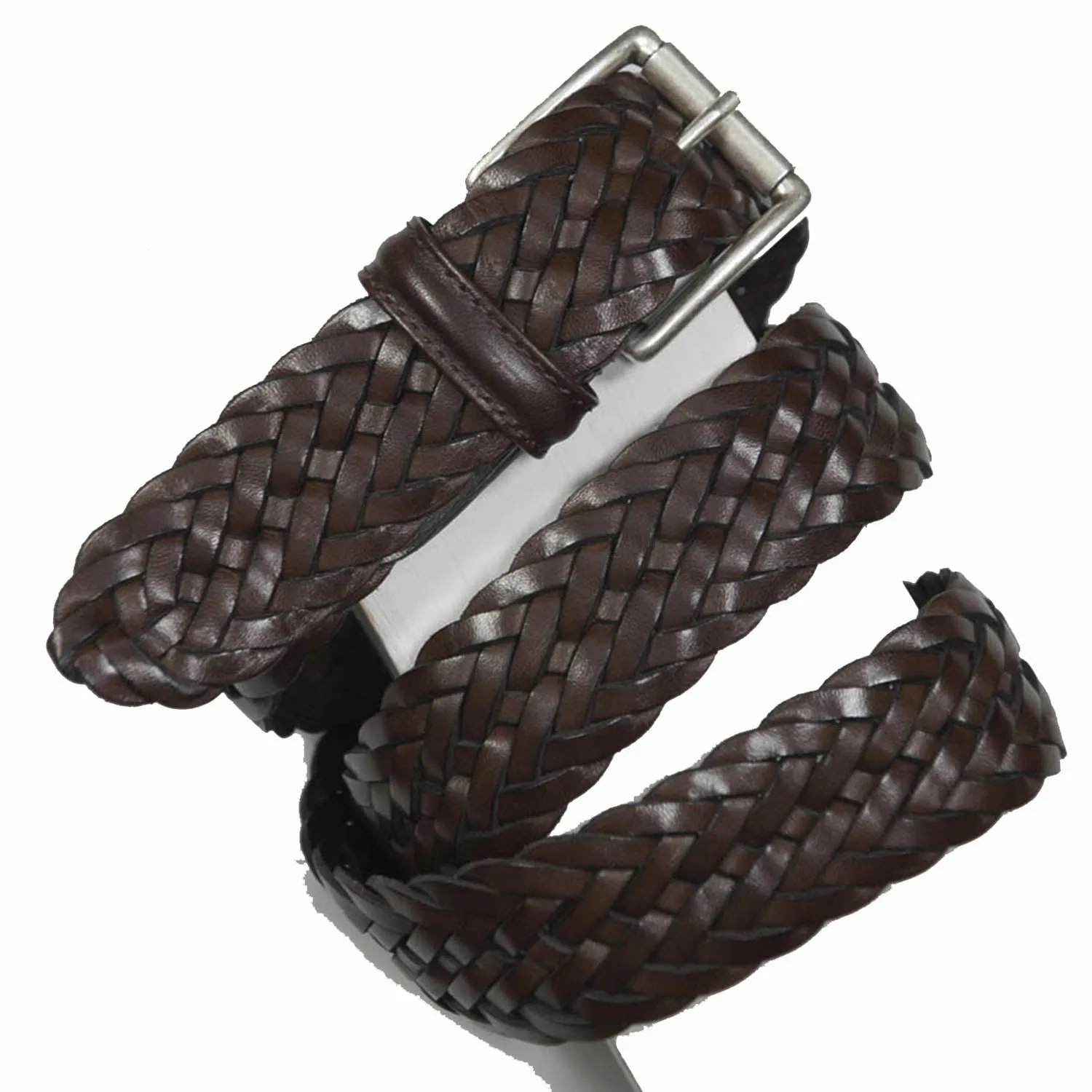 Andersons Classic Woven Leather Belt Dark Brown