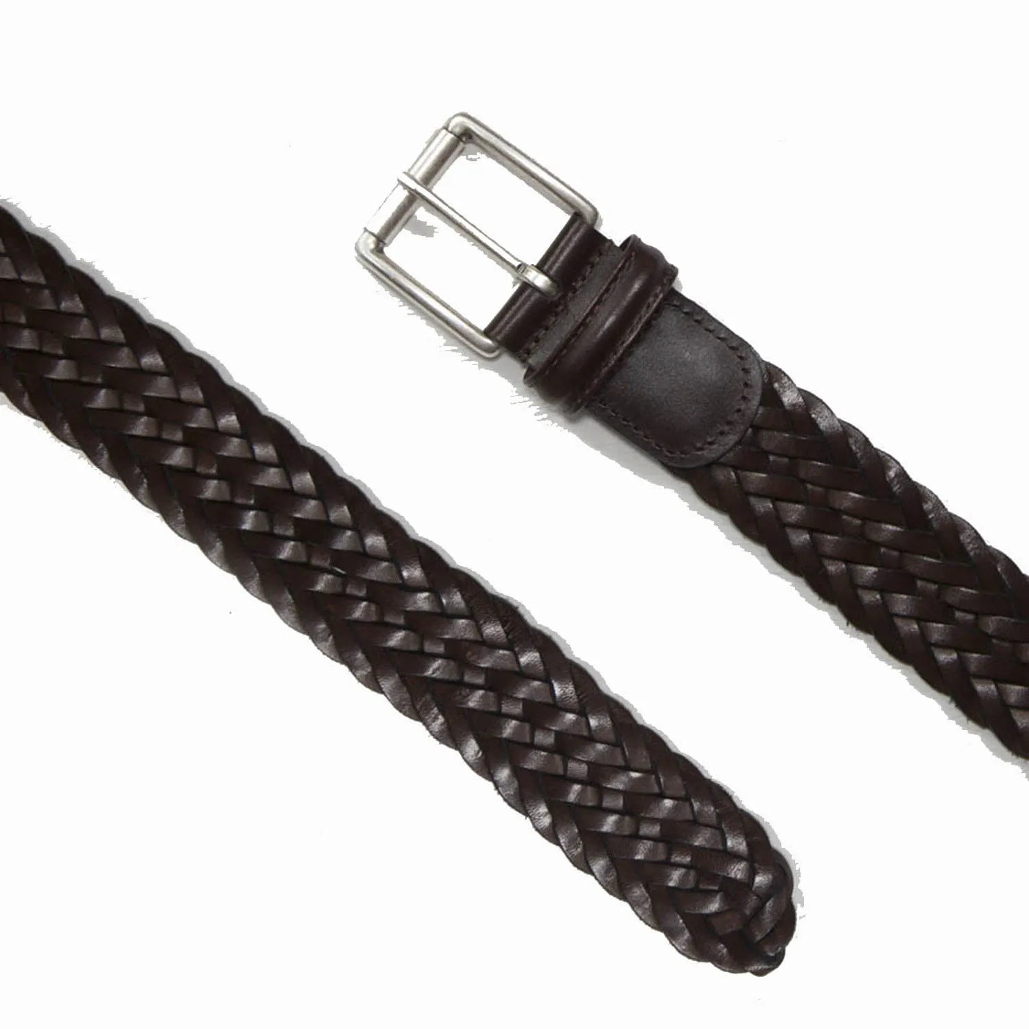 Andersons Classic Woven Leather Belt Dark Brown