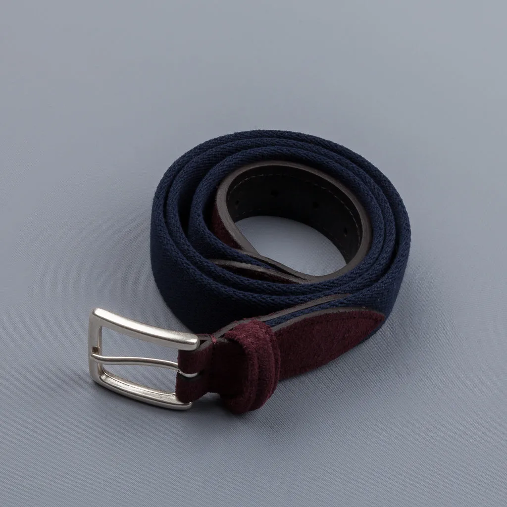 Anderson's x Frans Boone woven belt Navy -  Burgundy suede