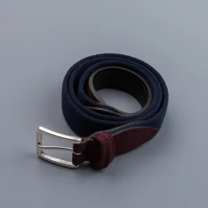 Anderson's x Frans Boone woven belt Navy -  Burgundy suede
