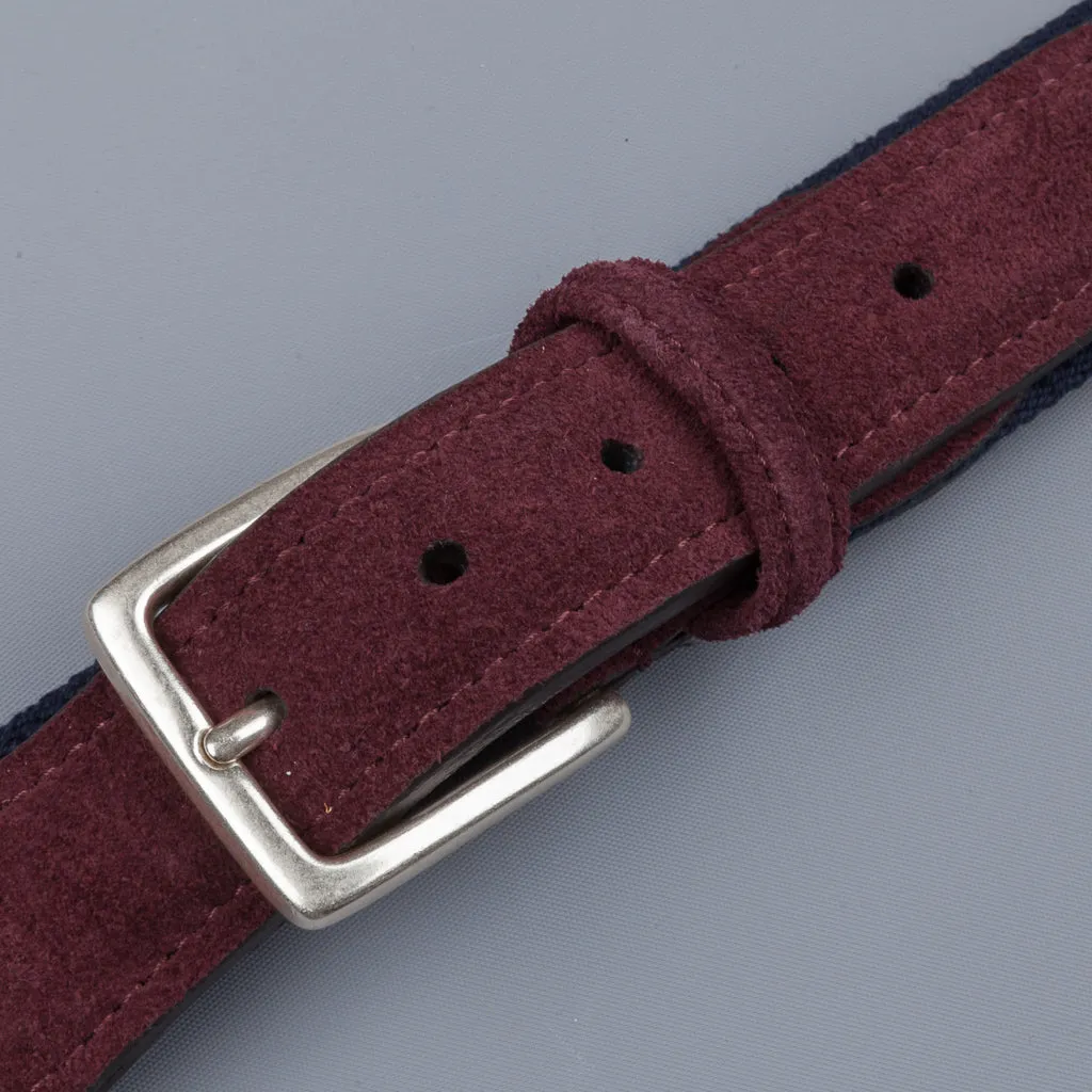 Anderson's x Frans Boone woven belt Navy -  Burgundy suede