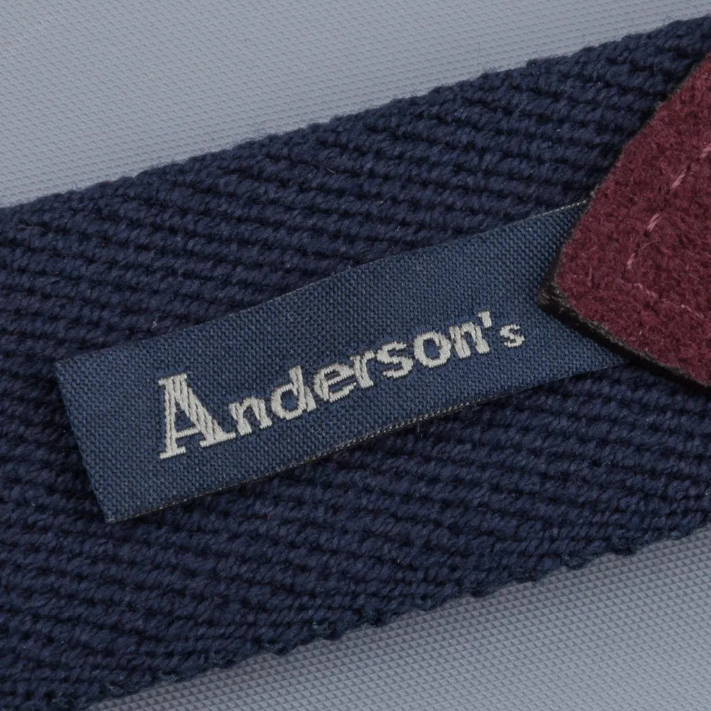 Anderson's x Frans Boone woven belt Navy -  Burgundy suede