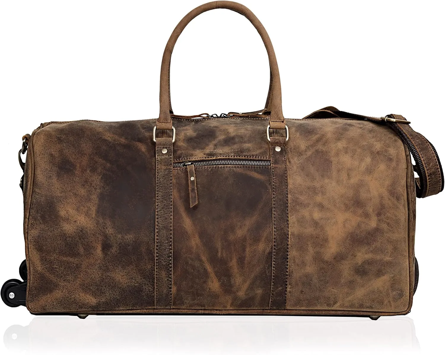 Ashby Buffalo Leather Duffel Bag with Wheels