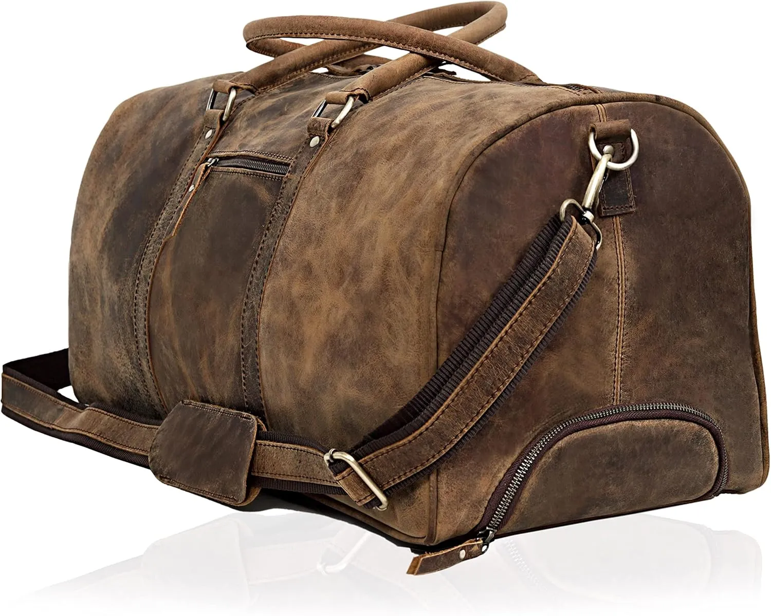 Ashby Buffalo Leather Duffel Bag with Wheels