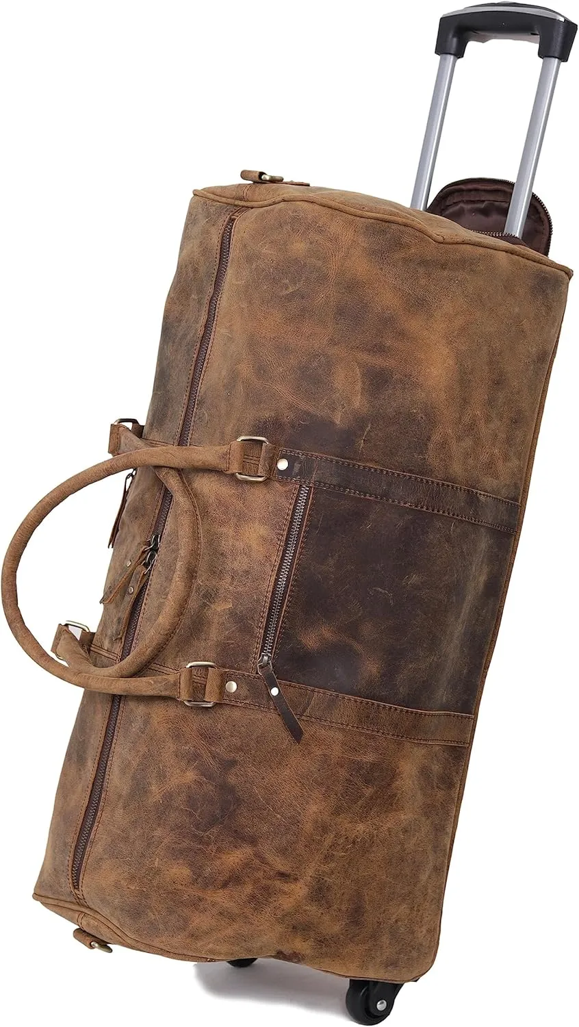 Ashby Buffalo Leather Duffel Bag with Wheels