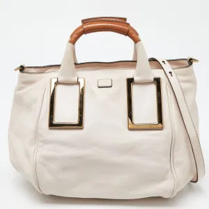 Beige/Brown Leather Ethel Satchel
