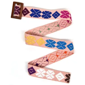 Belt with Wooden Buckle 35" Long | Light Pink