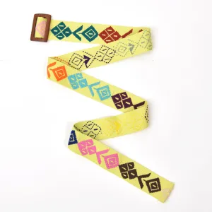 Belt with Wooden Buckle 43" | Lime