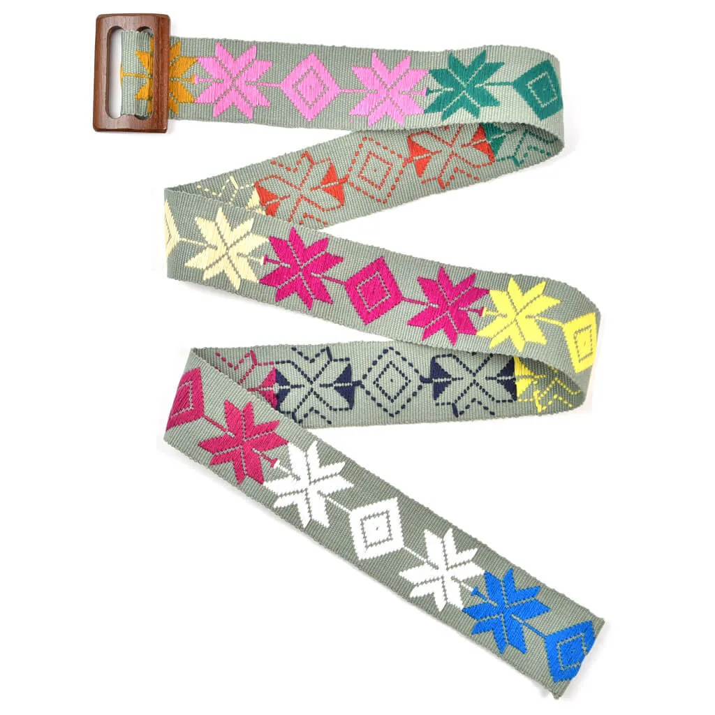 Belt with Wooden Buckle 43" | Sage