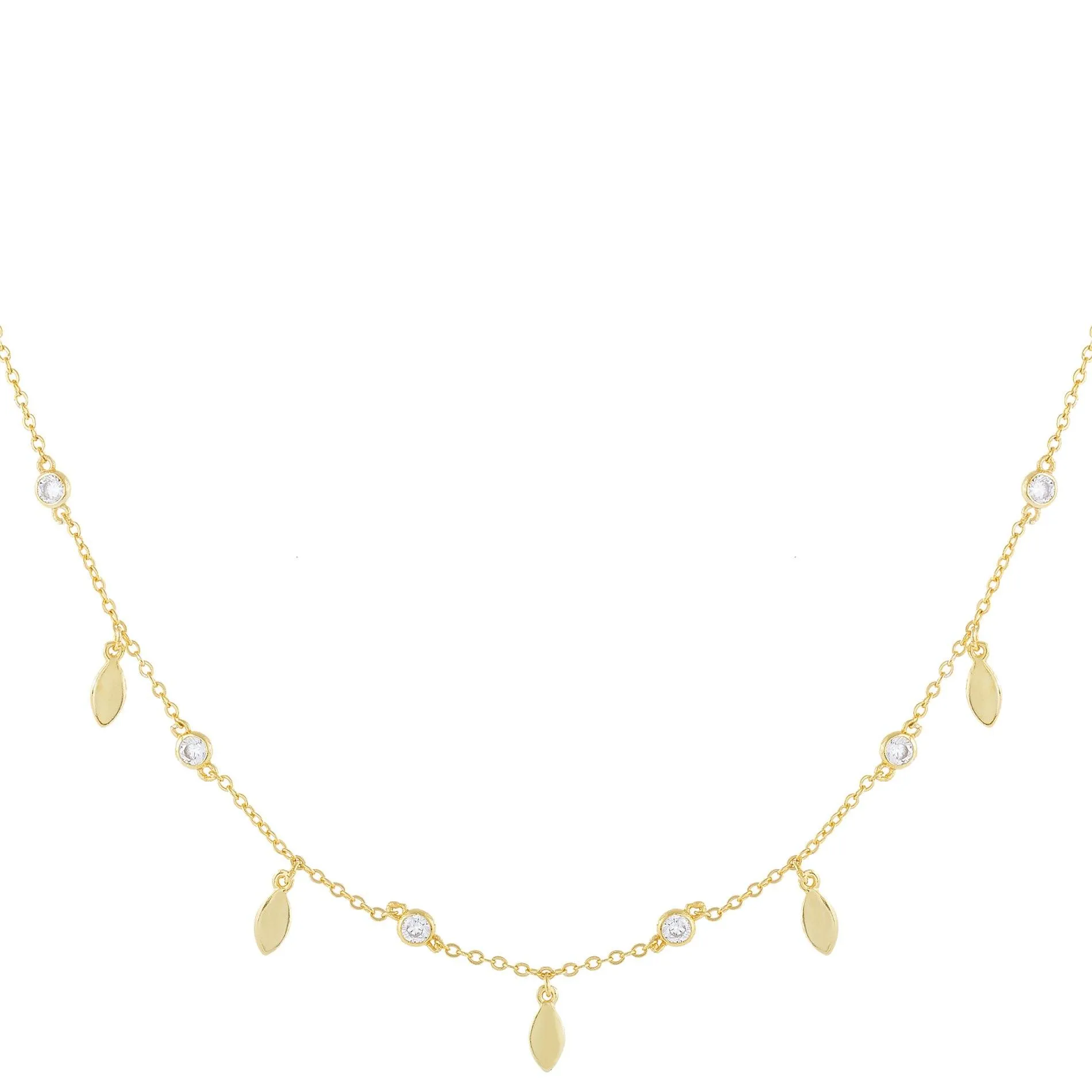 Bezel X Dangling Teardrop Choker