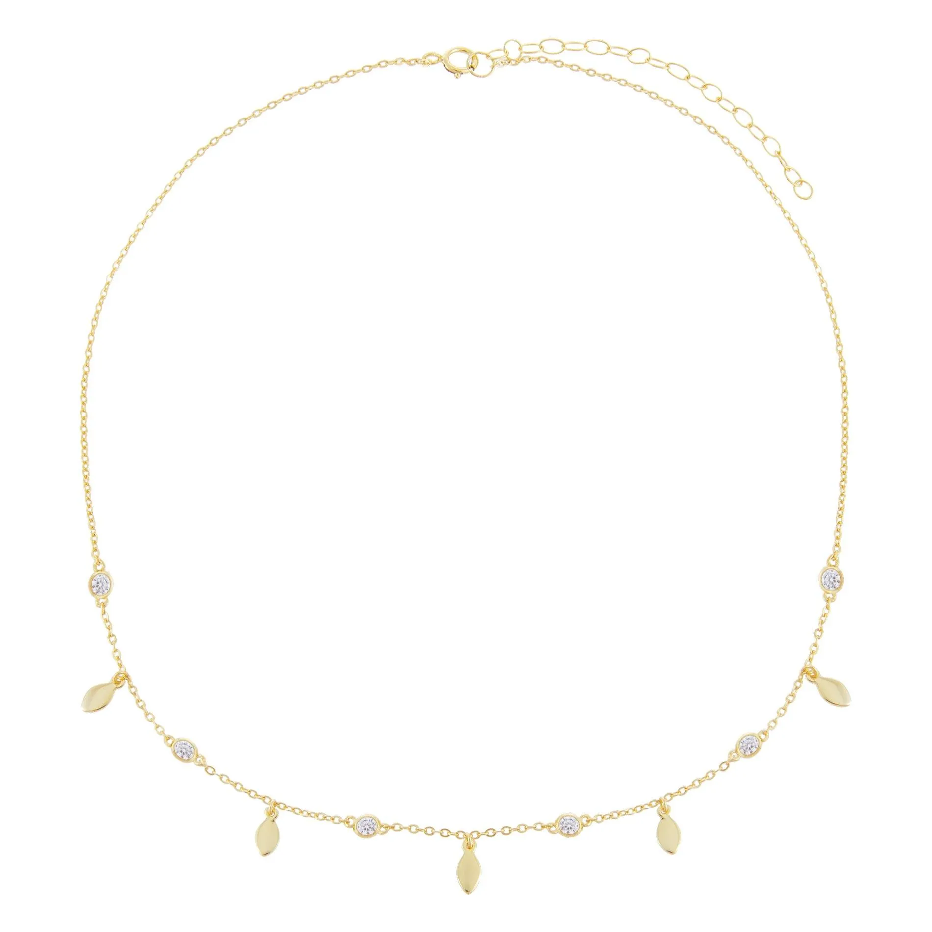 Bezel X Dangling Teardrop Choker