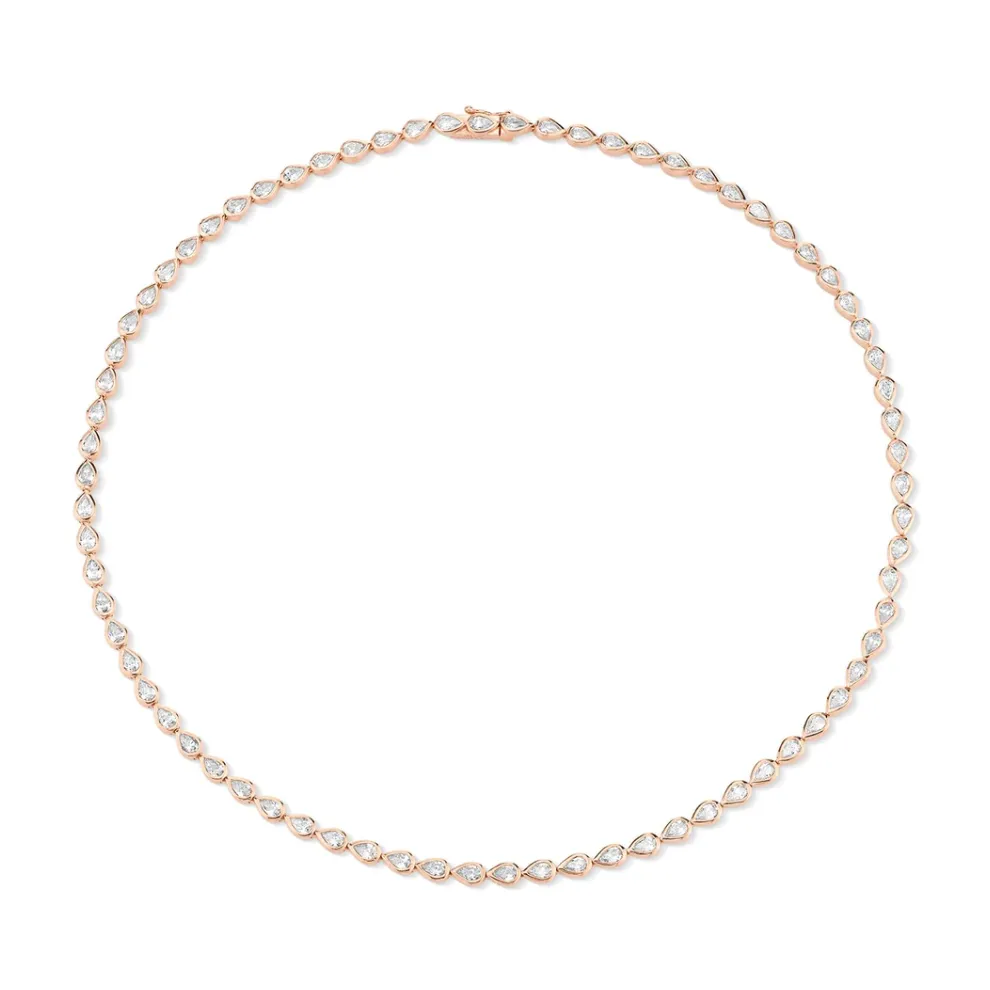 Bezeled Pear Shaped Diamond Choker in Rose Gold