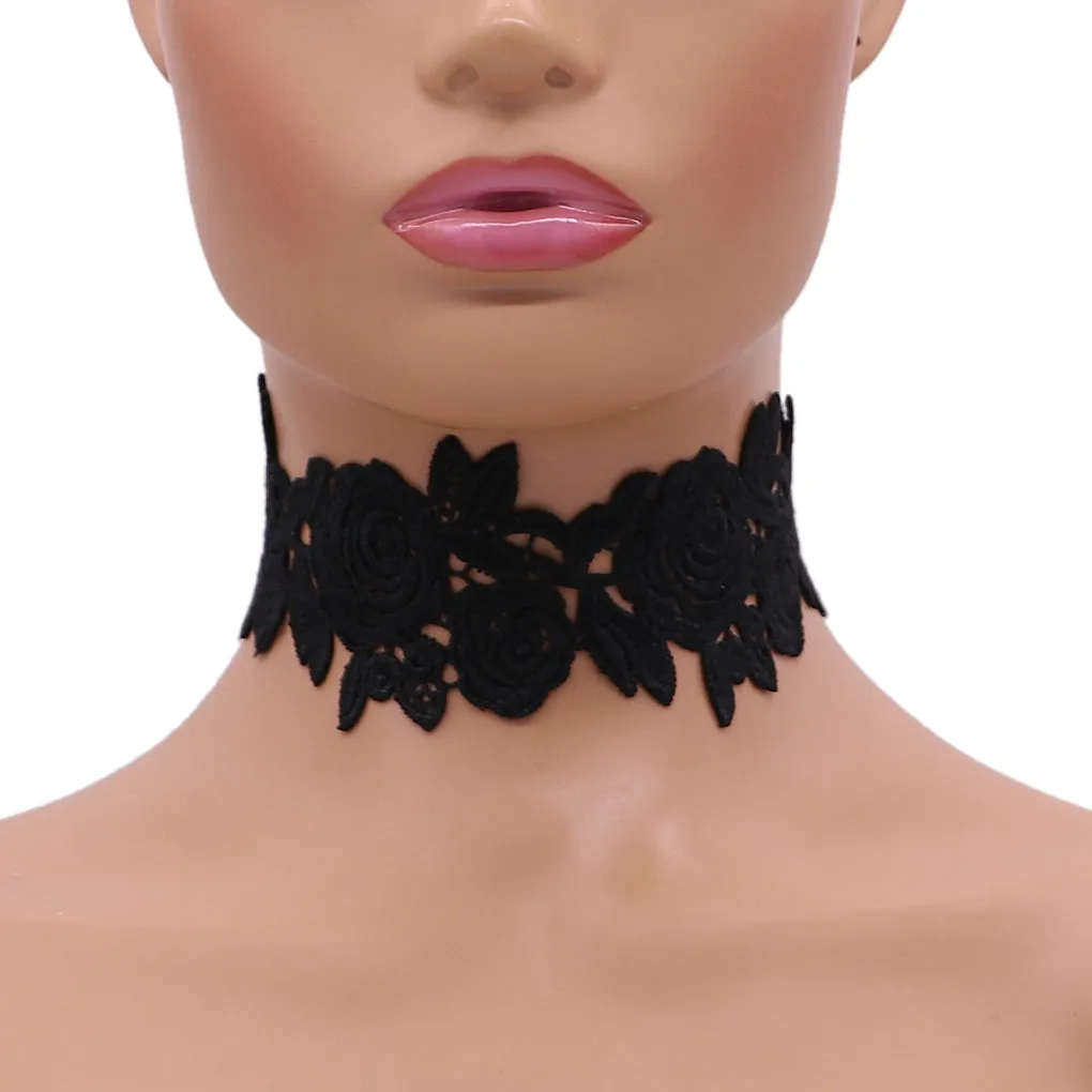 Black Floral Choker Necklace