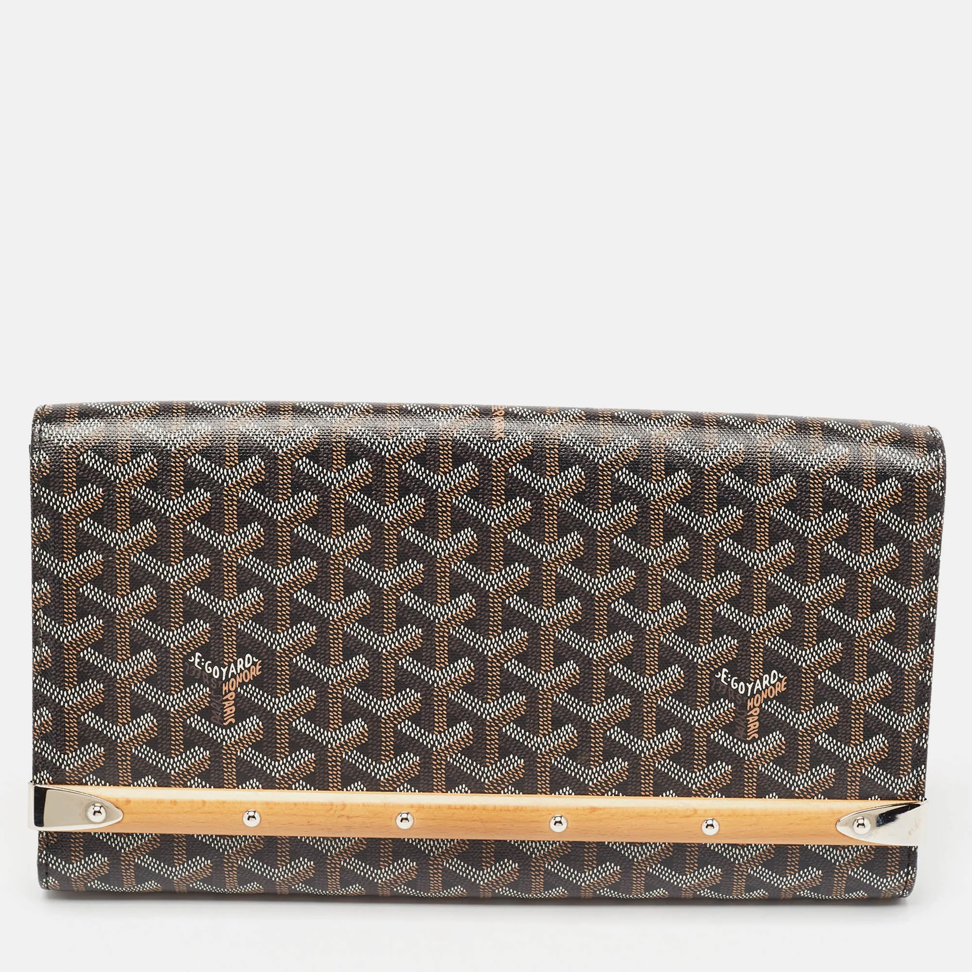 Black Goyardine Coated Canvas Monte Carlo Bois Clutch