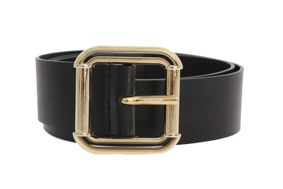 Black Leather Gold Buckle Belt