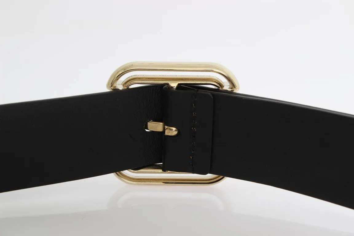 Black Leather Gold Buckle Belt