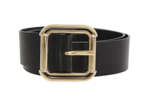 Black Leather Gold Buckle Belt