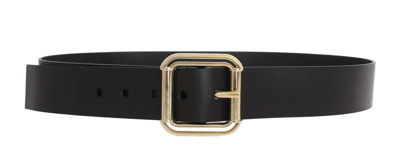 Black Leather Gold Buckle Belt