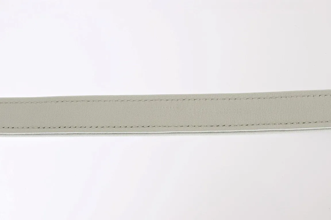 Black Leather Gold Buckle Logo Waist Belt