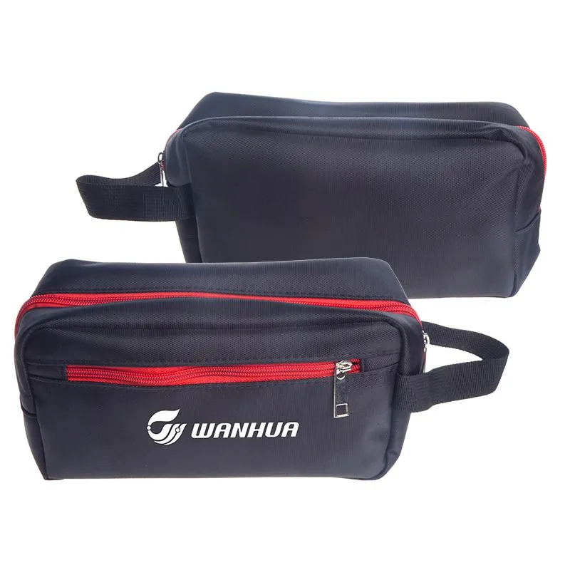 Black Nylon Travel Pouch With Coloured Zips